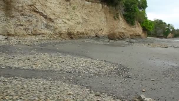 Pobřežní Video Skalnatá Útesová Pláž Mořské Vlny — Stock video