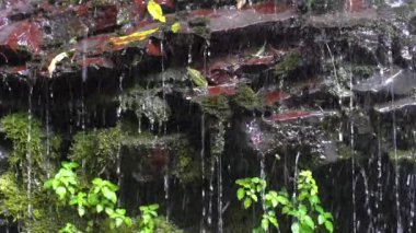 Şelalenin yavaş çekim videosu, su sıçrıyor.