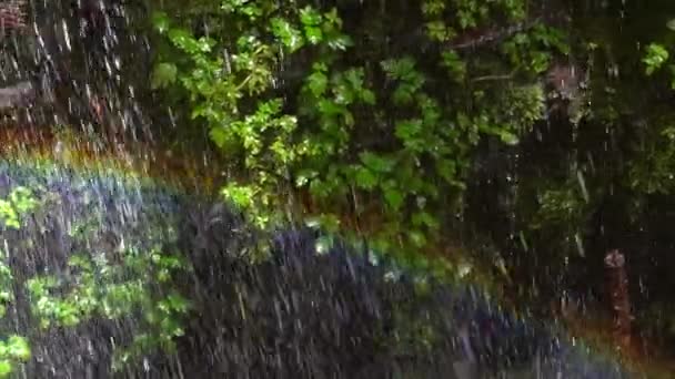 Відео Водоспаду Веселкою Бризки Води — стокове відео
