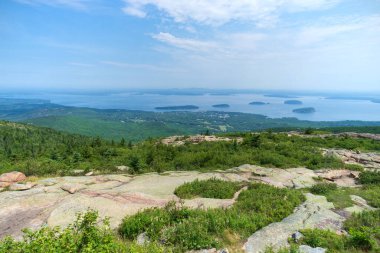 Acadia Ulusal Parkı 'ndaki Cadillac Dağı' ndan Bar Limanı manzarası