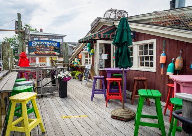 Bar Harbor, Maine / USA- 23 Temmuz 2020: Stewman 's Lobster Pound, ünlü bir lokanta..