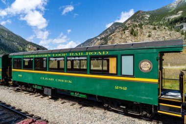 Georgetown, Colorado / ABD - 10 Eylül 2020: Georgetown Demiryolu için boş bir tren ziyaretçiler için hazır. .