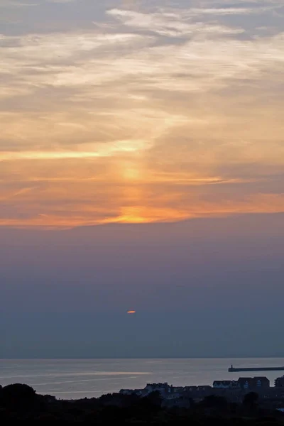 Východ Západ Slunce Pilíř Seaford Záliv Sussexu — Stock fotografie