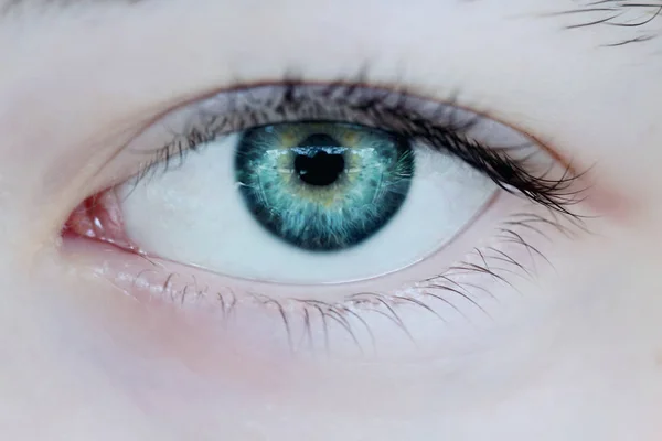 Makro Kobiety Piękne Zielone Oczy Ekstremalne Płytkiej Głębi Ostrości Selektywnej — Zdjęcie stockowe