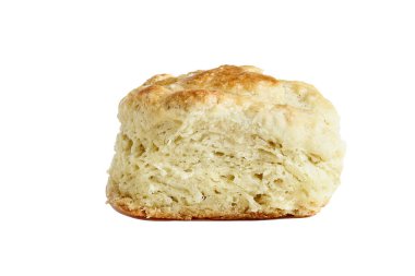 Buttermilk southern biscuit or scone isolated over a white background with light shadow and clipping path..