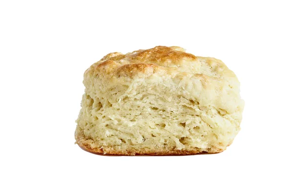 Buttermilk Southern Biscuit Scone Isolated White Background Light Shadow Clipping — Stock Photo, Image