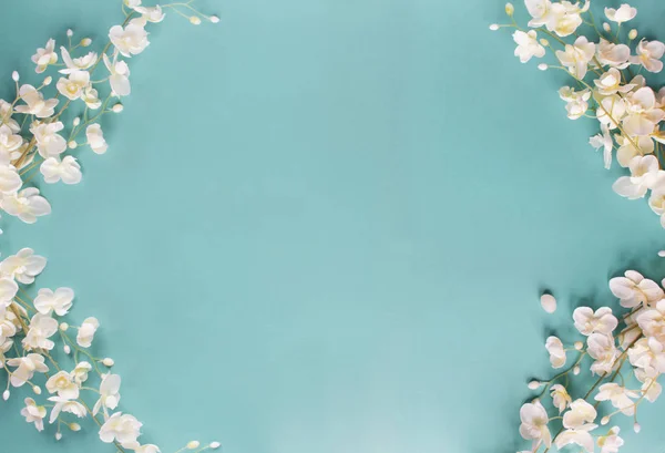 Bleu Floral Printemps Fond — Photo