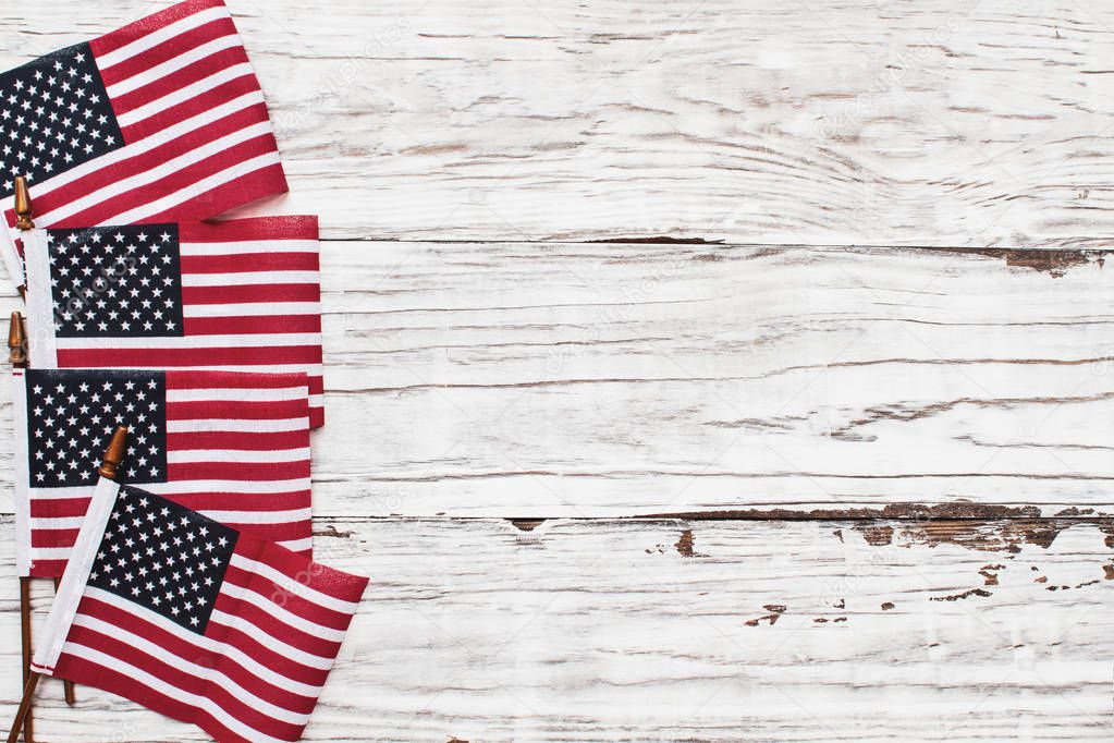 American Flags for the 4th of July Celebration against a White R