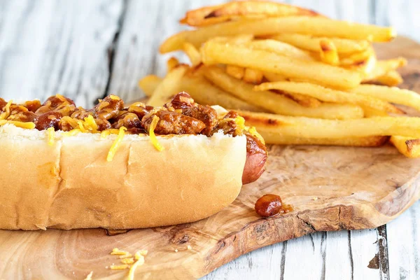 Hot Dog und Pommes — Stockfoto