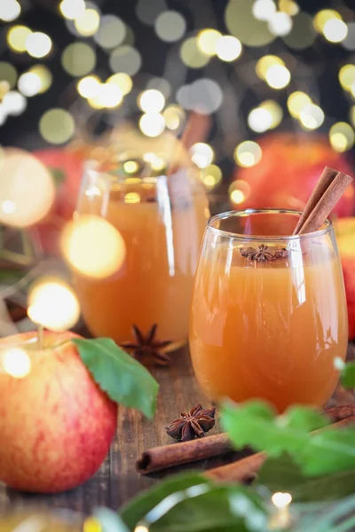 Vaso de sidra de manzana fresca con especias — Foto de Stock