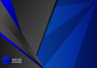Soyut geometrik mavi ve siyah renk arka plan kopya alanı, vektör çizim ile