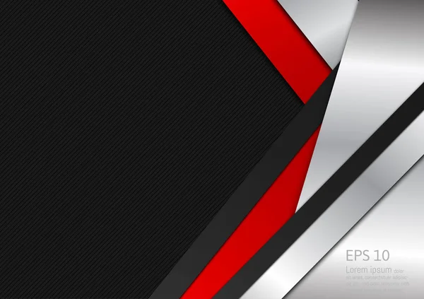 抽象的なベクトル波デザイン赤銀と黒の幾何学的なテクスチャ背景 — ストックベクタ