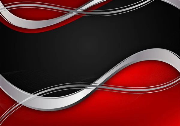 Schwarz Rot Und Silber Farbe Geometrische Welle Abstrakten Hintergrund Vektor — Stockvektor