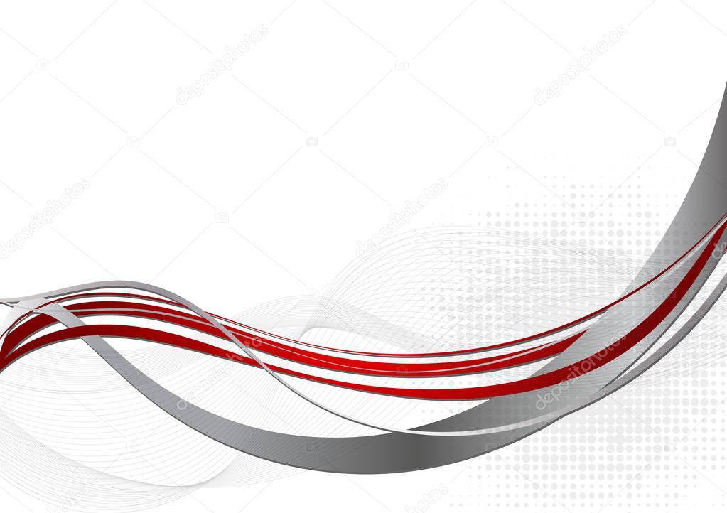 Red and gray abstract wave background. Vector illustration