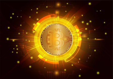 Vektör arka plan Bitcoin dijital para teknoloji, iş ve online pazarlama için