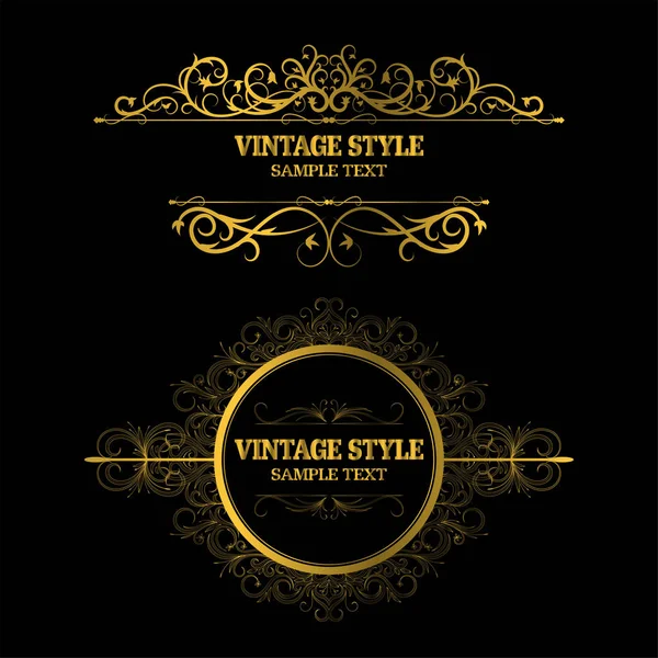 Vintage Decoratie Elementen Frames Goud Kleur — Stockvector