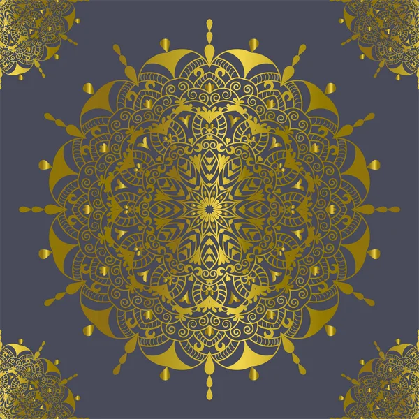 マンダラ ヴィンテージ装飾要素ゴールド色ベクトル図 — ストックベクタ