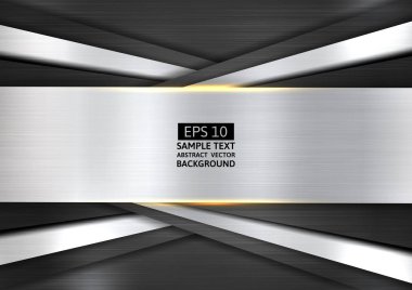 Metalik Gümüş ve siyah geometrik arka plan modern tasarım, vektör çizim