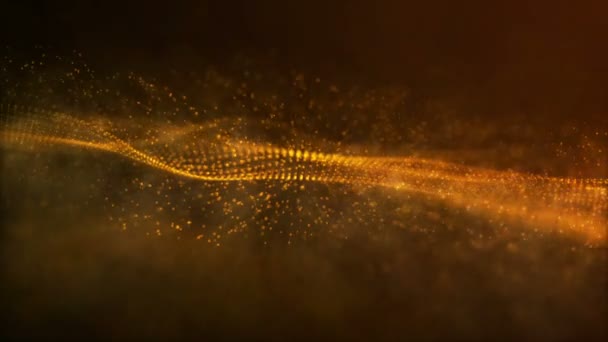 デジタルの金粒子波運動の抽象的な環境の背景色 — ストック動画