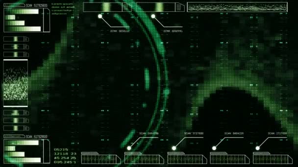 Tech Digital Abstrata Interface Fundo Cabeça Para Cima Exibição Holográfica — Vídeo de Stock