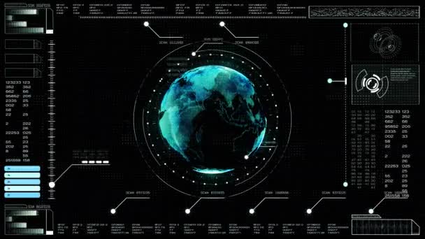 高科技数字抽象背景界面头上显示全息地球 — 图库视频影像