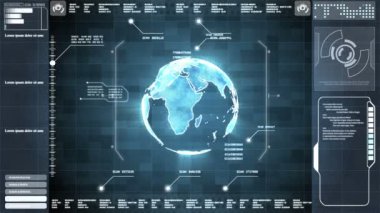 Yüksek teknoloji dijital arka plan arabirimi kafa holografik bilgilerini görüntüle ve Nasa tarafından sağlanan Earth görüntü