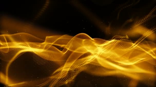 Digital Gold Color Particles Bokeh Motion Abstract Background — Stock Video