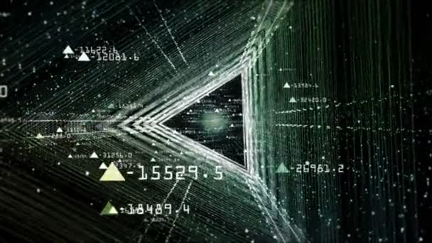 Графический Фон Треугольного Туннеля Информацией Линиями Точек Света — стоковое видео