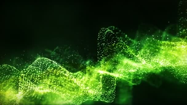Digitální zelené částice s pohybem mřížky abstraktní pozadí