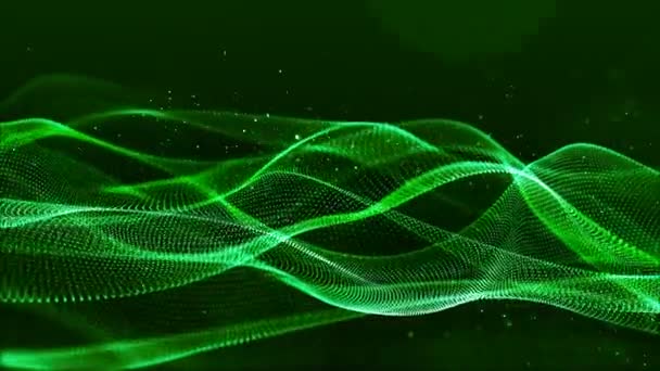 Цифрові Зелені Кольорові Частинки Абстрактний Фон Світлового Руху — стокове відео