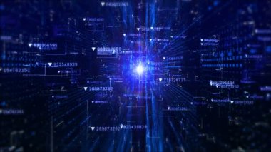 Dijital matris parçacıklar ve ışık arka plan. Hareket grafikleri teknoloji kavramı