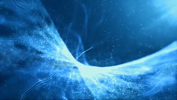 Цифровые Синие Волны Фоне Движения Боке Пыли — стоковое видео
