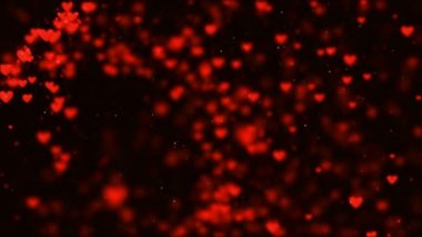 Sevgililer arka plan, soyut kalp şekli ve parçacıklar uçan