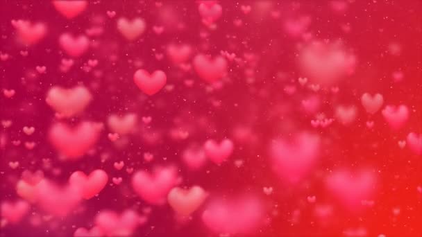 Valentines Background Flying Abstract Hearts Shape Particles — Stock Video