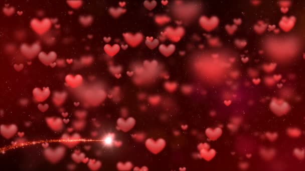 San Valentino Sfondo Volare Forma Cuori Astratti Particelle — Video Stock