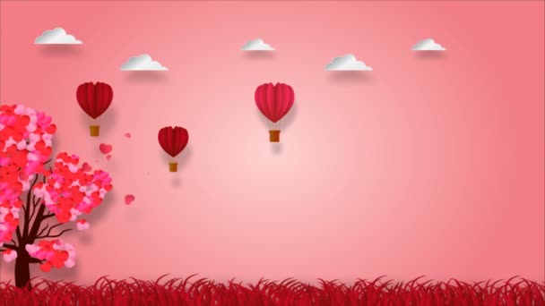 Fondo San Valentín Vuelo Abstracto Globo Corazones Forma — Vídeo de stock