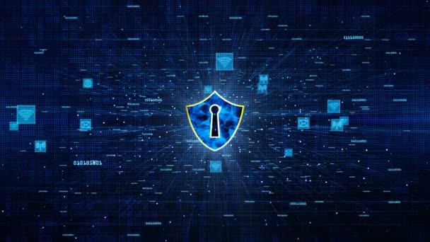 Icona Shield Comunicazione Rete Sicura Concetto Sicurezza Informatica — Video Stock