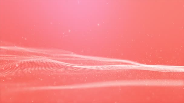 Roze Kleur Digitale Deeltjes Wave Motion Abstracte Achtergrond — Stockvideo