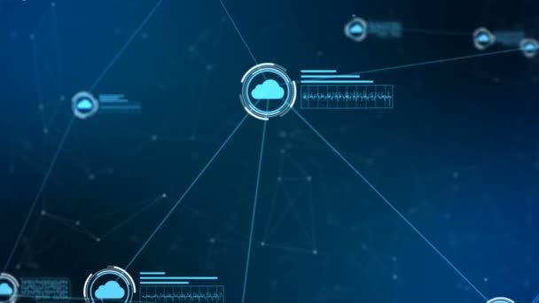 Red Global Segura Computación Nube Digital Concepto Seguridad Cibernética — Vídeos de Stock