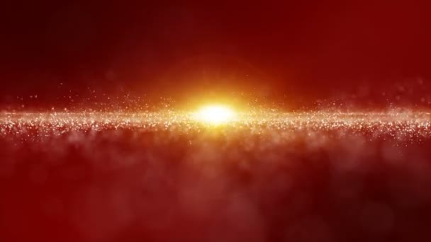 ダストと光の動きの背景を持つ抽象的な赤の色のデジタル粒子の波 — ストック動画