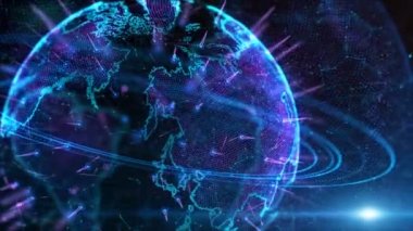 Dijital siber uzay. siber güvenlik ve dijital veri kavramının korunması. Nasa tarafından döşenmiş Dünya elementi