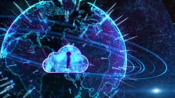 Secure Data Network Digitale Cloud Computing Cyber Security Concept Earth — Stockvideo