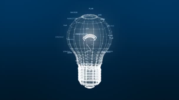 Réseau Données Technologie Avec Lampe Numérique Sur Fond Bleu Idée — Video