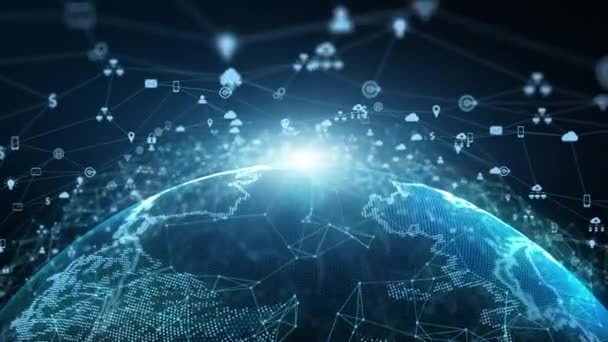 技術ネットワークデータ接続ネットワークマーケティングとサイバーセキュリティコンセプトナサが供給する地球元素 — ストック動画