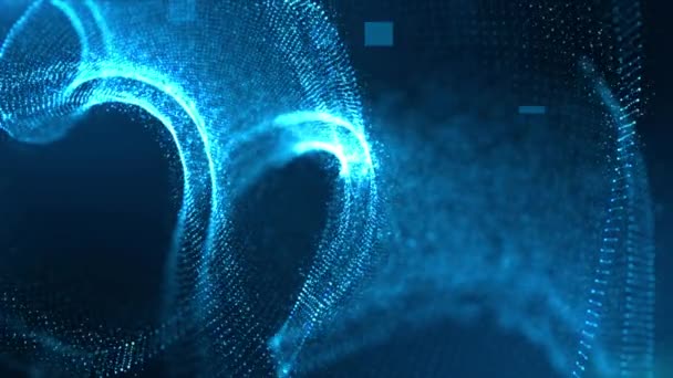 Blue Color Digital Particles Flow Future Motion Background Concept — Stock Video