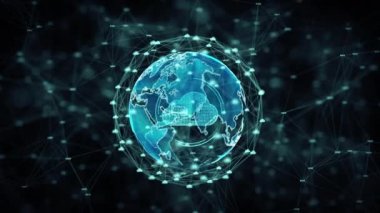 Siber güvenlik Cloud bilgisayar büyük veri online depolama ve Koruma Teknolojisi ağ ve veri bağlantısı Kavramı. Nasa tarafından döşenmiş Dünya elementi