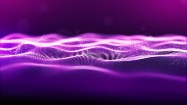 Soyut mor renk. bokeh ve ışık hareketi arka plan ile dijital siber uzay parçacıkları dalga 