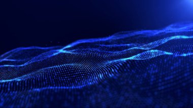 Soyut Mavi renk dijital parçacıklar Wave arka plan