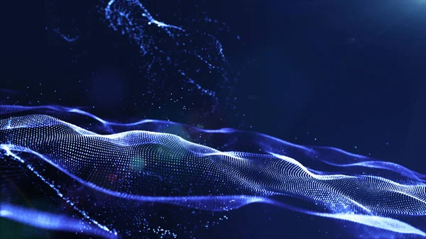 Абстрактный голубой цвет цифровой волны с пылью и светом b — стоковое фото