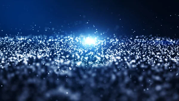 Culoarea albastră abstractă a particulelor digitale unde cu praf și lumină b — Fotografie, imagine de stoc